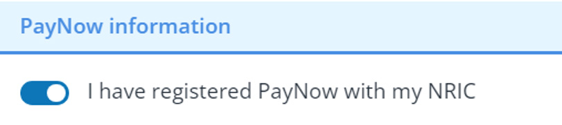 login to step portal through your singpass and locate the button titled i have registered paynow with my nric